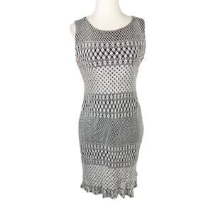 Vintage 90s Dawn Joy metallic tan lace and black mini tank dress 6